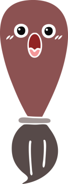 Bir insan tarafından çizilmiş bir boya fırçasının düz renk retro karikatürü