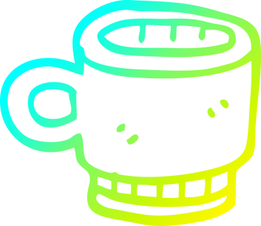 Bir insan tarafından çizilmiş bir kahve fincanının soğuk gradyan çizimi