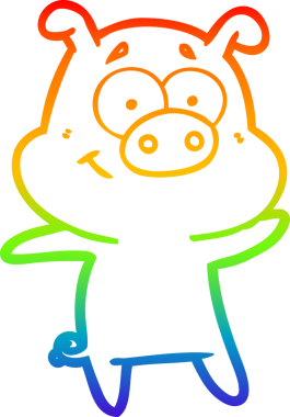 gökkuşağı gradyan çizimi mutlu çizgi domuz çizimi bir insan tarafından çizilmiş