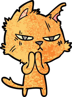 Bir insan tarafından çizilmiş sert çizgi film kedisi.