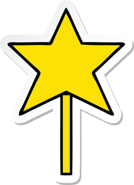 Bir insan tarafından çizilmiş şirin bir çizgi film yıldızının çıkartması.