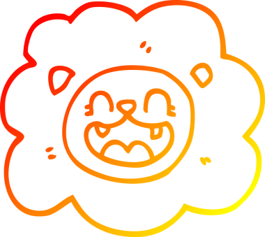 Bir insan tarafından çizilmiş karikatür aslanının sıcak çizgi çizimi