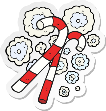 Bir insan tarafından çizilmiş karikatür şeker kamışı çıkartması.