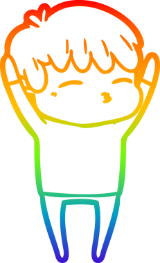 Gökkuşağı gradyanı çizimi Bir insan tarafından çizilmiş meraklı bir çocuk