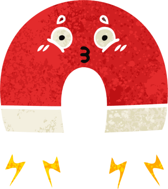 Bir insan tarafından çizilmiş mıknatısın retro illüstrasyon tarzı karikatürü