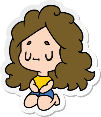 Bir insan tarafından çizilmiş sevimli bir kawai kızının çizilmiş bir karikatür çizimi.