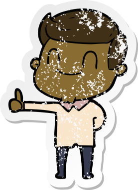 Bir insan tarafından çizilmiş, karikatür dostu bir adamın sıkıntılı çıkartması.