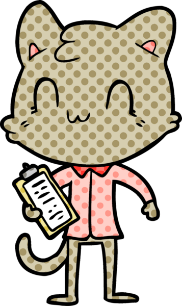 Bir insan tarafından çizilmiş mutlu bir kedi.