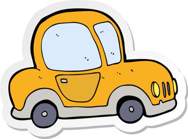 Bir insan tarafından çizilmiş bir çizgi film arabasının çıkartması.