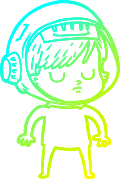 Bir insan tarafından çizilmiş soğuk gradyan çizgili astronot kadın çizimi.