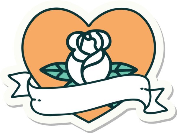 Bir insan tarafından çizilmiş, geleneksel kalp şeklinde dövme çıkartması.