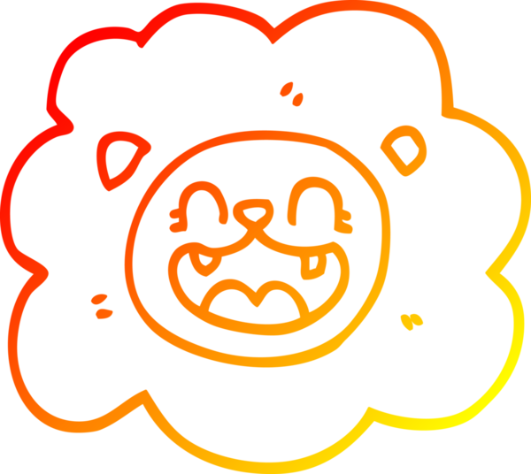 Bir insan tarafından çizilmiş karikatür aslanının sıcak çizgi çizimi