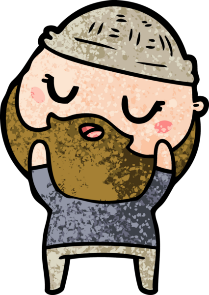 Bir insan tarafından çizilmiş sakallı sevimli bir çizgi film adamı.