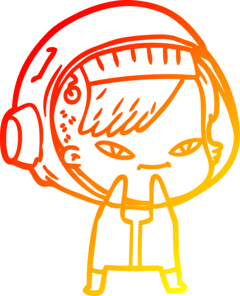 Bir insan tarafından çizilmiş bir astronot kadın çizgi çizimi.