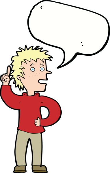 Bir insan tarafından çizilmiş konuşma baloncuğu fikri olan çizgi film çocuğu.