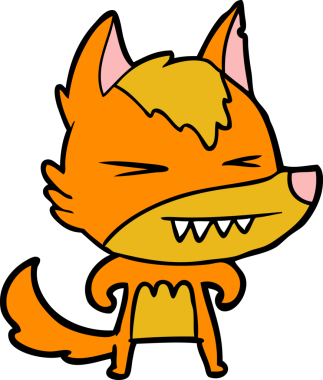 Bir insan tarafından çizilmiş tilki çizgi film karakteri