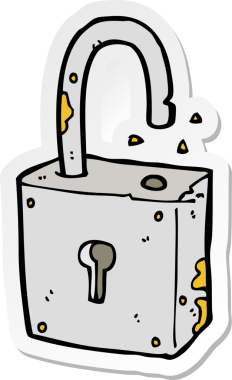 Bir insan tarafından çizilmiş paslı bir asma kilidin çıkartması.