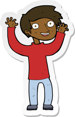 Bir insan tarafından çizilmiş mutlu bir adamın çıkartması.