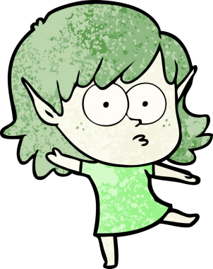 Bir insan tarafından çizilmiş çizgi film kızı.