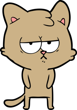 Bir insan tarafından çizilmiş sıkıcı çizgi film kedisi.