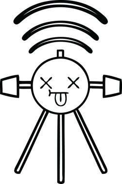 Bir insan tarafından çizilmiş bir uydu karikatürü.