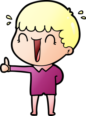 Bir insan tarafından çizilmiş gülen karikatür adam.