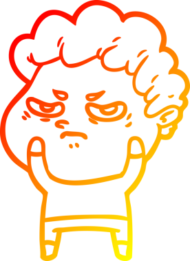 Bir insan tarafından çizilmiş kızgın bir adamın sıcak çizgi çizimi.