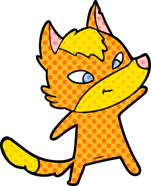 Bir insan tarafından çizilmiş tilki çizgi film karakteri