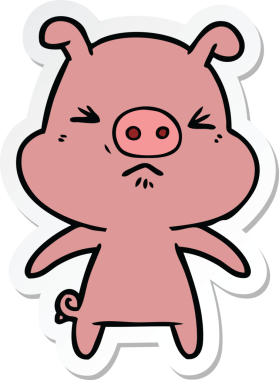 Bir insan tarafından çizilmiş kızgın bir domuzun çıkartması.