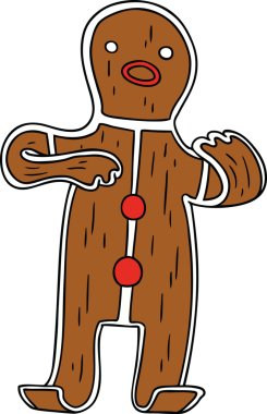 Bir insan tarafından çizilmiş zencefilli kurabiye adamın el çizimi karalaması.