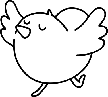 Bir insan tarafından çizilmiş mutlu bir kuşun çizgi karalaması.