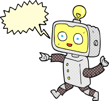 El yazısıyla çizilmiş çizgi roman konuşma balonu küçük robot bir insan tarafından çizilmiş.