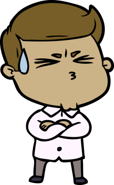 Bir insan tarafından çizilmiş terleyen çizgi film adamı.