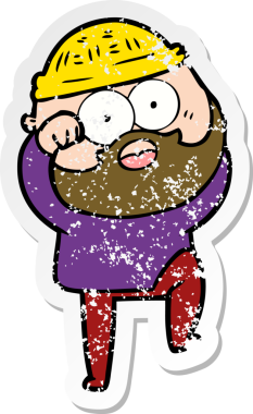 Bir insan tarafından çizilmiş sakallı bir adamın sıkıntılı çıkartması.