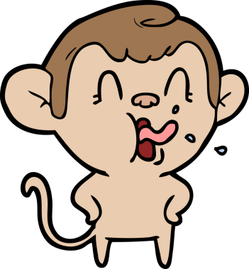 Bir insan tarafından çizilmiş çılgın çizgi film maymunu