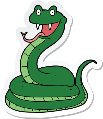 Bir insan tarafından çizilmiş mutlu bir yılan çıkartması.