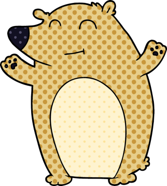 Bir insan tarafından çizilmiş mutlu çizgi film ayısı.