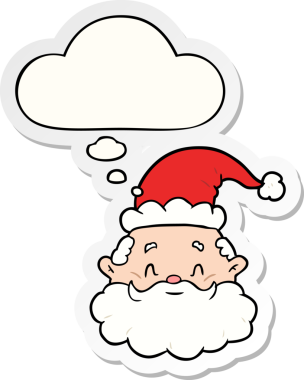 Düşünce baloncuğu insan tarafından çizilmiş bir çıkartma olan çizgi film Noel Baba.