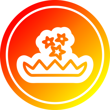 Ilık gradyan bir insan tarafından çizilmiş sihirli çiçek dairesel simgesi