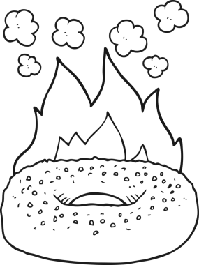 Bir insan tarafından çizilmiş siyah beyaz simit.