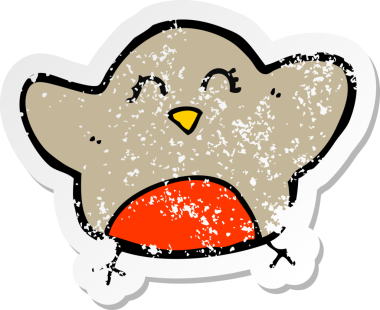 Bir insan tarafından çizilmiş robin çizgi filminin gerilimli yapıştırması.