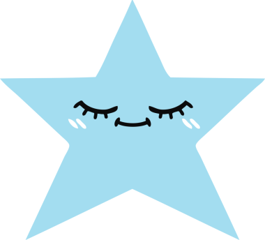 Bir insan tarafından çizilmiş yıldız balığının düz renkli retro karikatürü