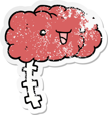 Bir insan tarafından çizilmiş mutlu bir çizgi film beyninin sıkıntılı çıkartması.