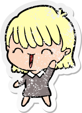 Bir insan tarafından çizilmiş karikatür bir kadının sıkıntılı çıkartması.