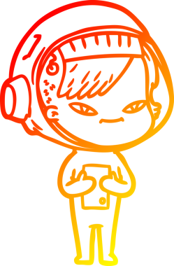 Bir insan tarafından çizilmiş bir astronot kadın çizgi çizimi.