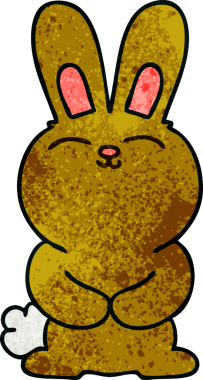 Bir insan tarafından çizilmiş garip çizgi film tavşanı.