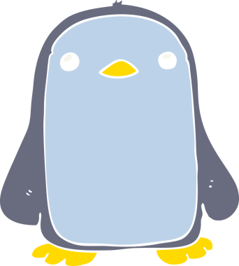 Bir insan tarafından çizilmiş şirin düz renkli penguen.