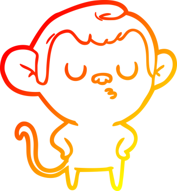 Bir insan tarafından çizilmiş çizgi film maymunu çizimi