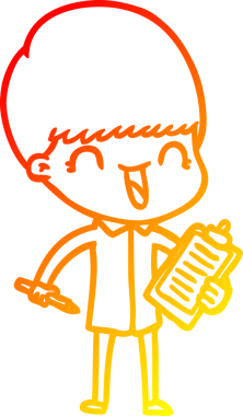 Bir insan tarafından çizilmiş mutlu çizgi film çocuğu çizimi.