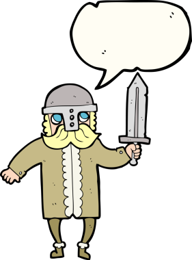 Bir insan tarafından çizilmiş serbest konuşma balonu çizgi filmi Sakson Savaşçısı